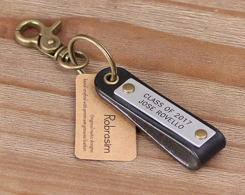 Monogrammed Leather Keychain/Key Fob