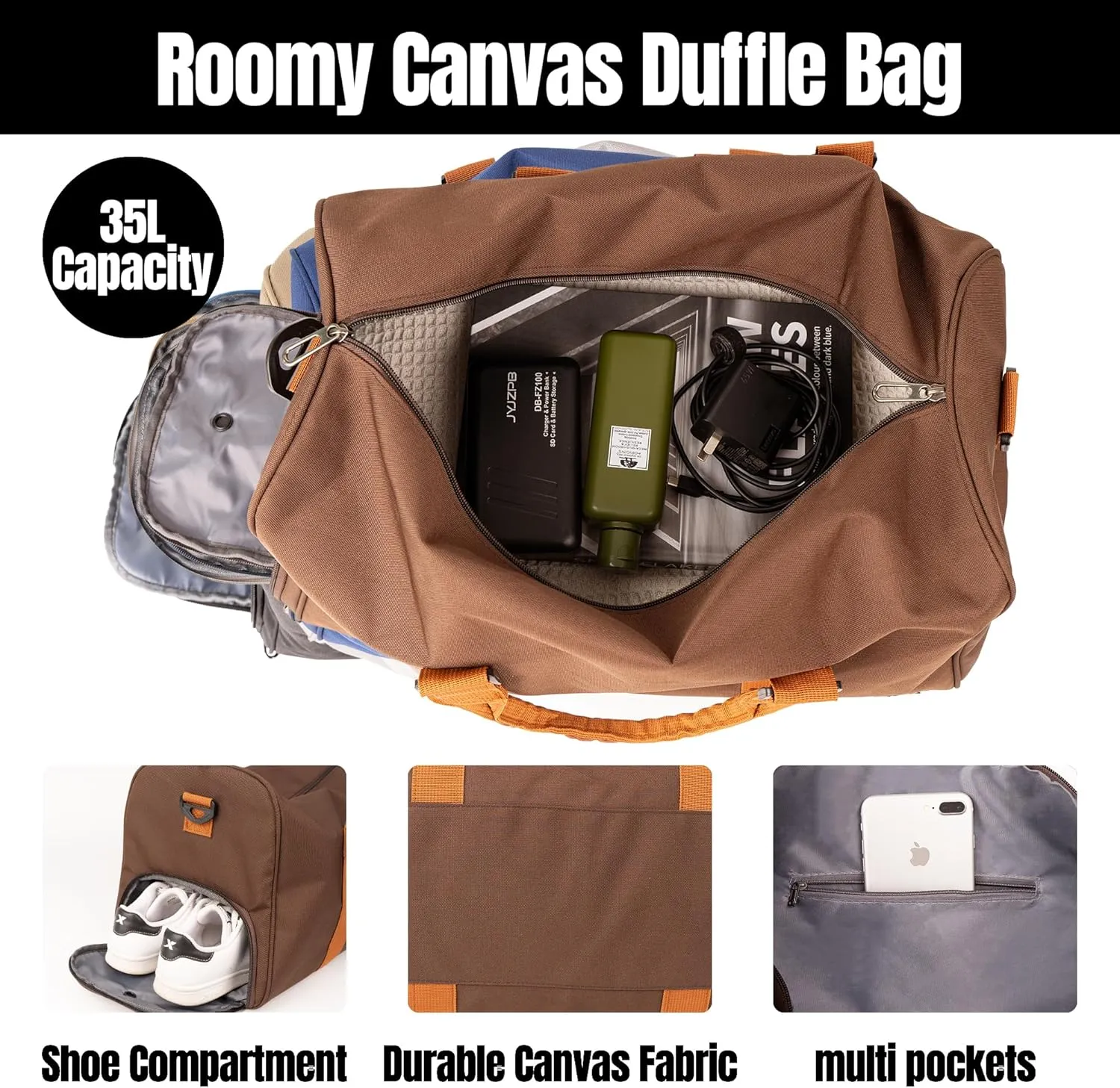 MT WORLD Travel Duffel Bag Personalized Weekender Overnight Bag with Initials Sports Tote Bags for Men Teen Boys Weekend Travel Bag with Shoes Compartment for Travel Beach Short Trips Camping Hiking