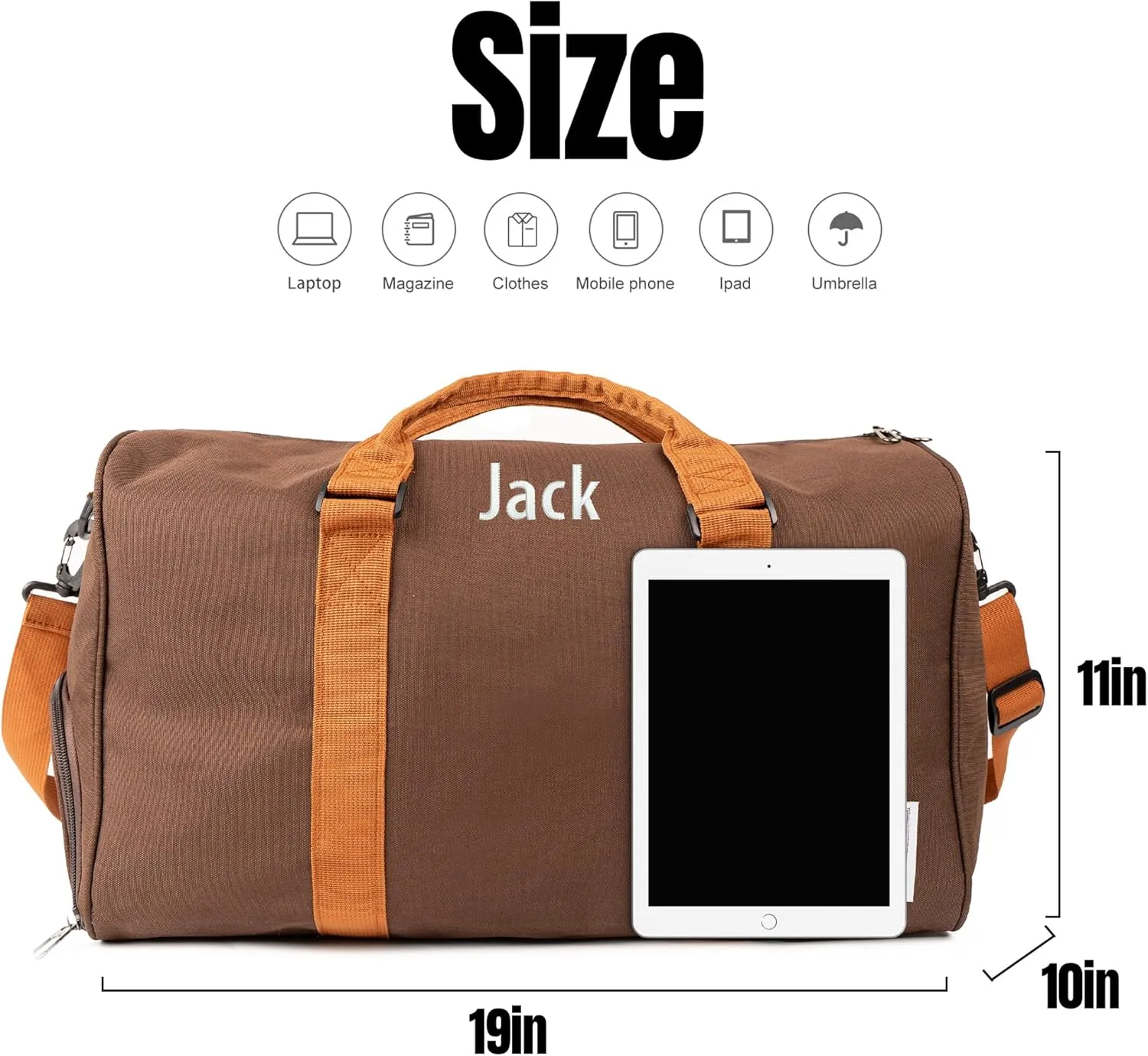 MT WORLD Travel Duffel Bag Personalized Weekender Overnight Bag with Initials Sports Tote Bags for Men Teen Boys Weekend Travel Bag with Shoes Compartment for Travel Beach Short Trips Camping Hiking