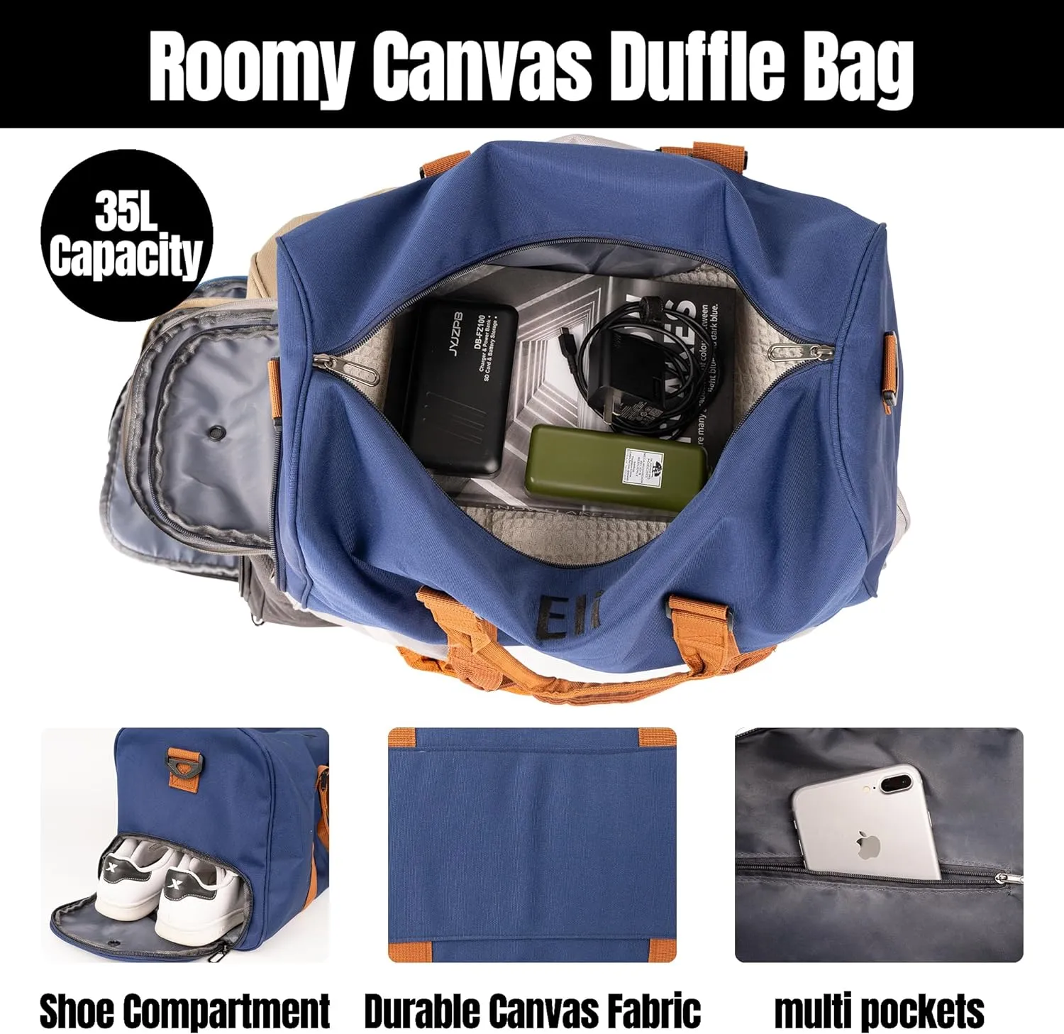 MT WORLD Travel Duffel Bag Personalized Weekender Overnight Sports Tote for Men Teen Boys Weekend Travel with Shoes Compartment for Travel Beach Short Trips Camping Hiking