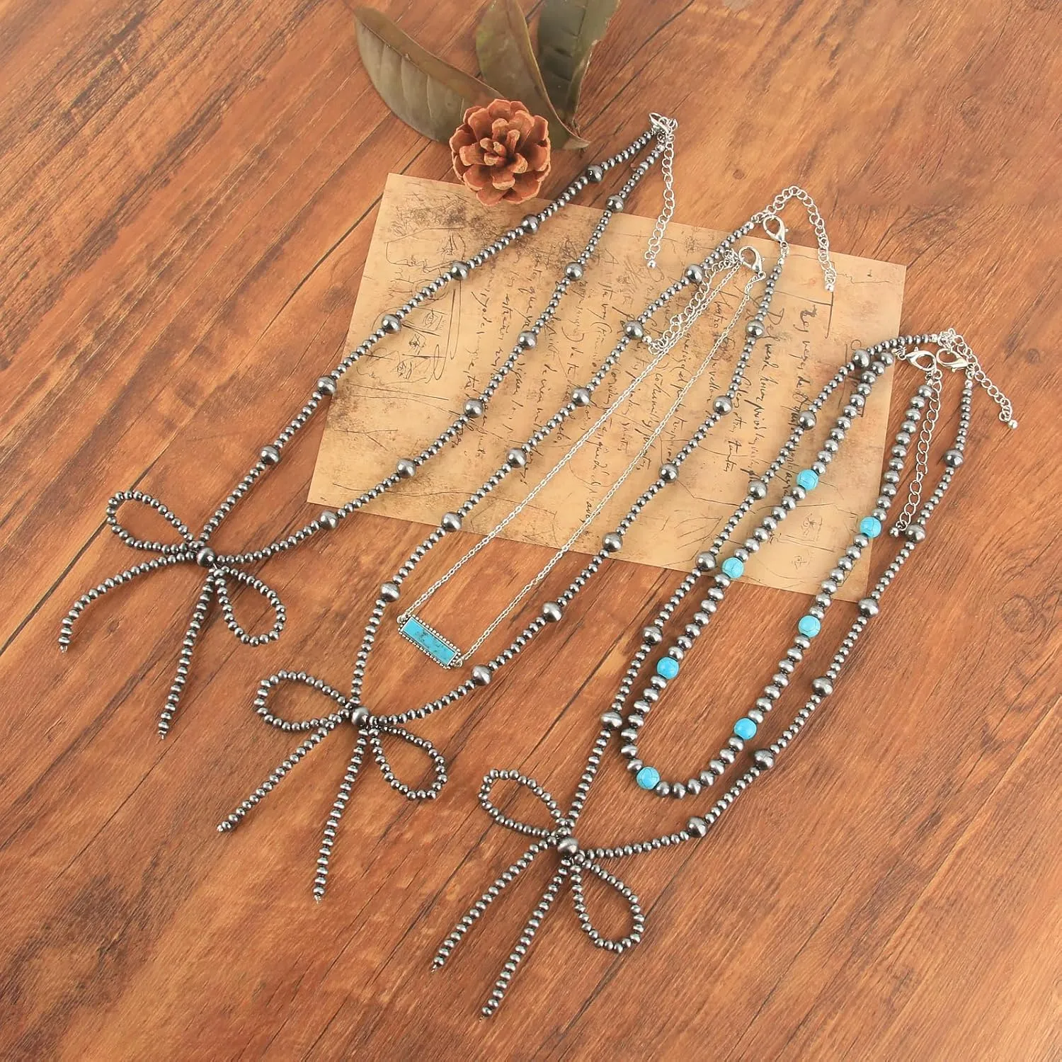 Navajo Pearl Bow Necklace Western Jewelry for Women Cowgirl Turquoise Necklaces Jewelry