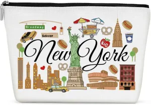 New York Gifts Makeup Bag, New York Souvenir New York Lovers Gift Funny NY Travel Vacation Cosmetic Bag for Women Friend Bestie Girls Trip Birthday Christmas Bachelorette Party Friendship Gifts