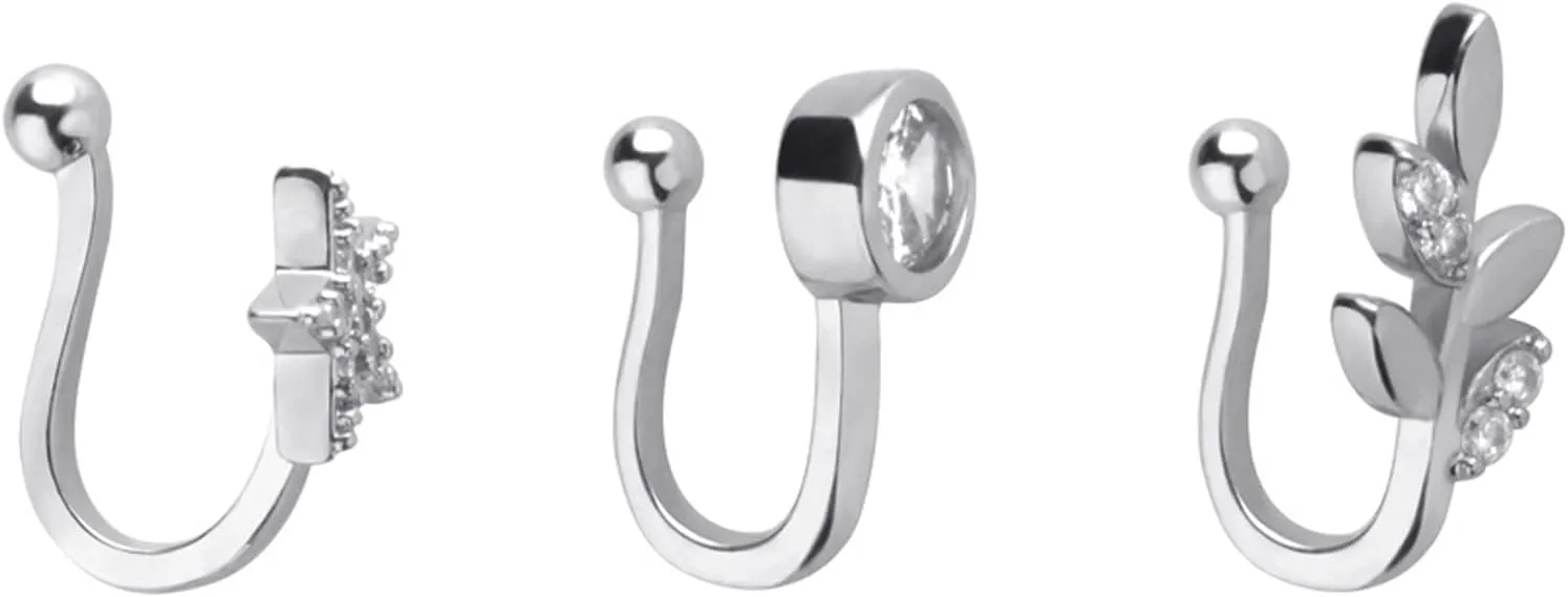 Nose Jewelry, Stainless Steel Piercing Jewelry Ring 3pcs 1.2mm Thickness U Shape Piercing Jewelry Valentines Day Gift for Men and Women