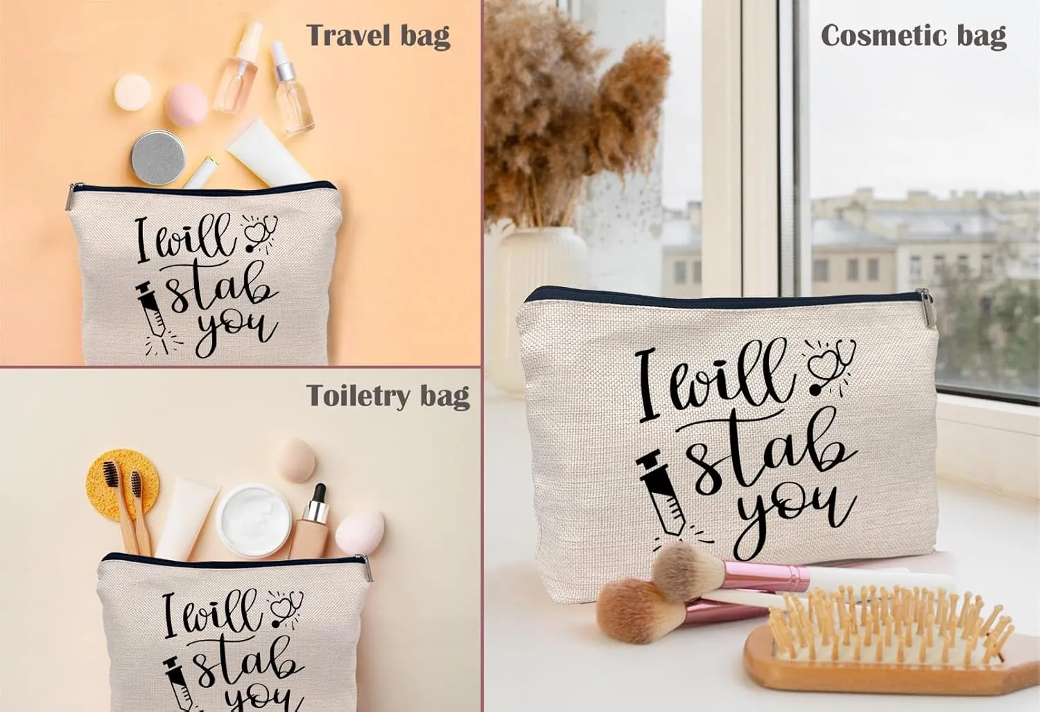 Nurse Makeup Bag - Black, Funny Nurse Gifts, Small Cosmetic Bag for Purse