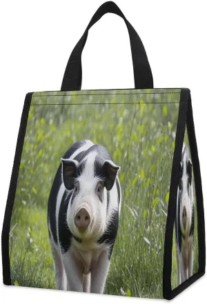 Outdoor Cooler Bags, Cute Animalpig Printed Cooler Bag, Insulated Tote Bag, Grocery Tote Bag