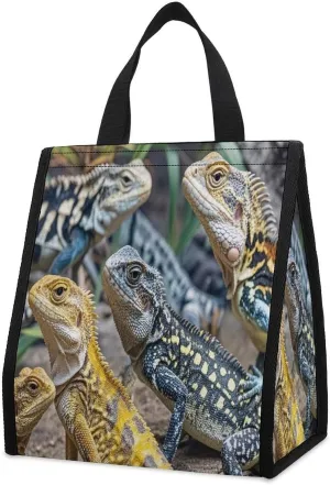 Outdoor Cooler Bags, Different Types of Lizard Printed Cooler Bag, Insulated Tote Bag, Grocery Tote Bag