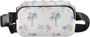 Outline Coconut Palms White Fanny Packs for Women Girls Crossbody Bags Everywhere Belt Bag with Adjustable Strap Fashion Waist Pack for Running Shopping Travel