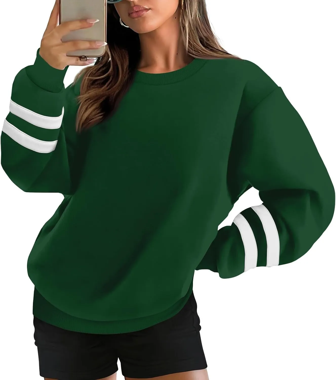 Oversized Sweatshirt For Women Trendy Crewneck Long Sleeve Fall Winter Clothes 2024 Solid Hoodie Pullover