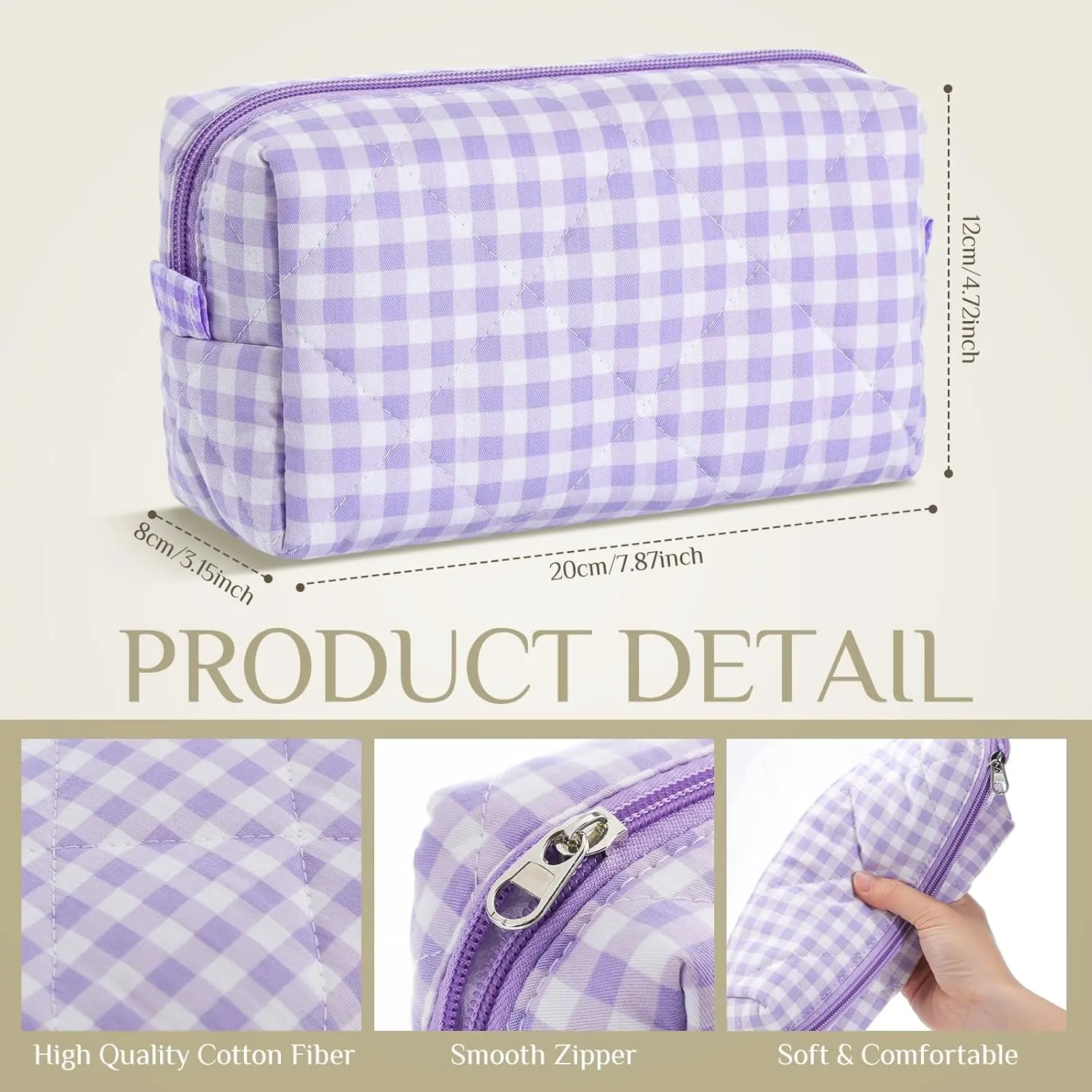 Paterr 10 Pcs Cotton Quilted Makeup Bag Bulk Floral Cosmetic Pouch Gingham Make up Bag Coquette Aesthetic Makeup Pouch with Zipper Travel Portable Case Preppy Gifts for Women(Fashion Style)