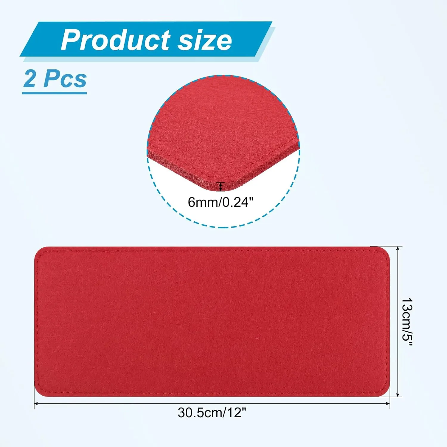 PATIKIL 12 x 5 Inch Felt Bag Base Shaper, 2pcs Bag Bottom Pad Organizer Insert Rectangle Liner Board for Purse Handbag Tote Travel Bag Canvas Cosmetic, Red