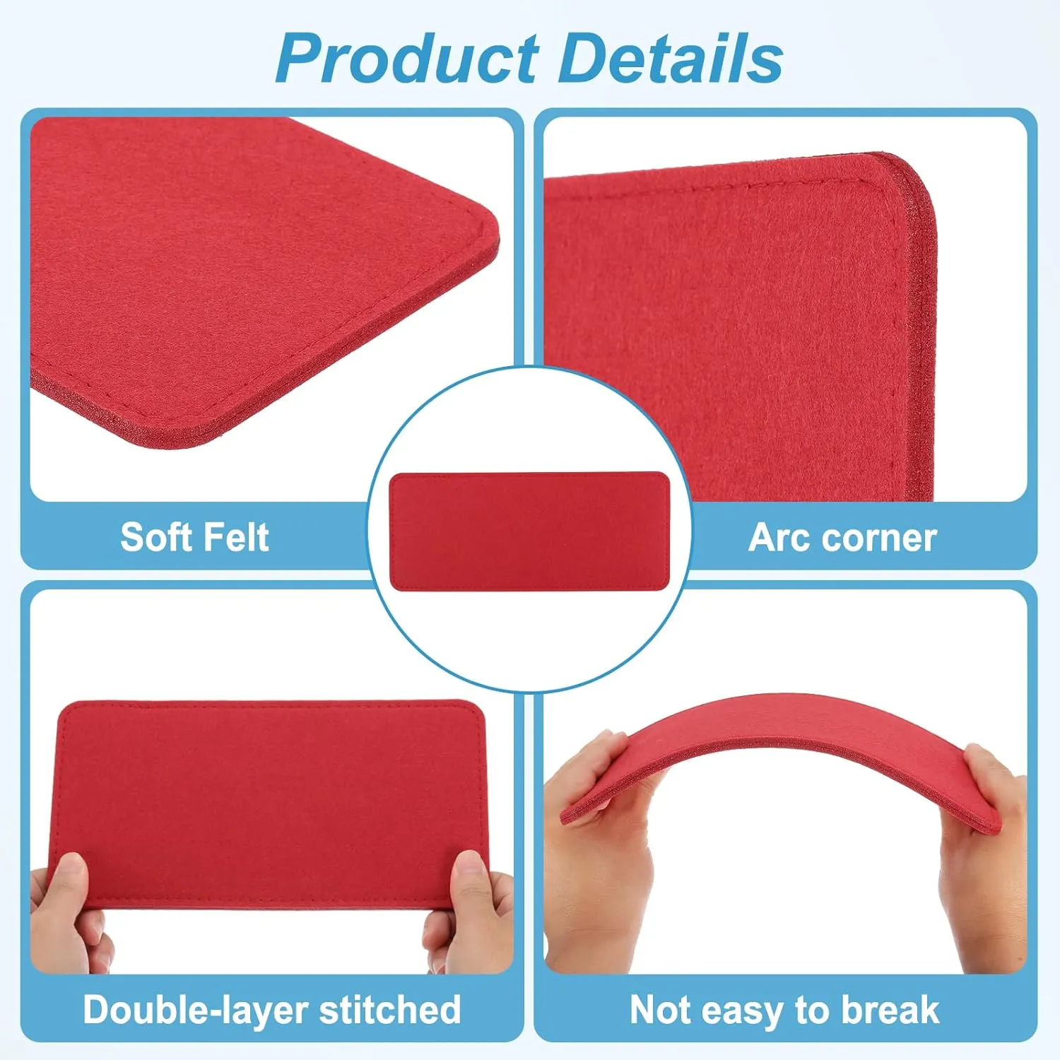 PATIKIL 12 x 5 Inch Felt Bag Base Shaper, 2pcs Bag Bottom Pad Organizer Insert Rectangle Liner Board for Purse Handbag Tote Travel Bag Canvas Cosmetic, Red