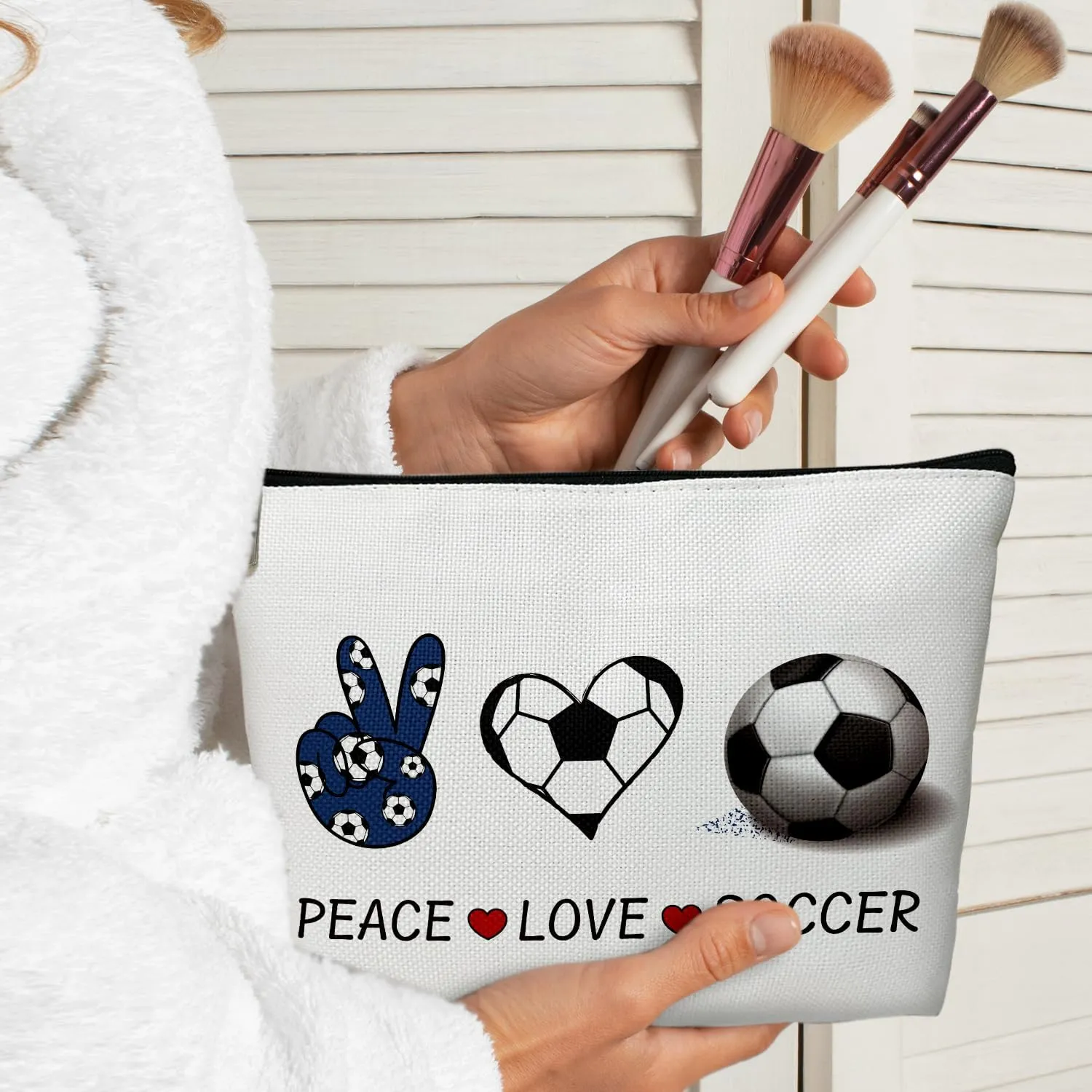 Peace love Makeup Bag - PEACE LOVE SOCCER, Cosmetic Bag for Women Large Capacity Cosmetic Bag Appreciation Gift for Family friend,Travel Accessories Organizer Storage Makeup Bag With Zipper-33