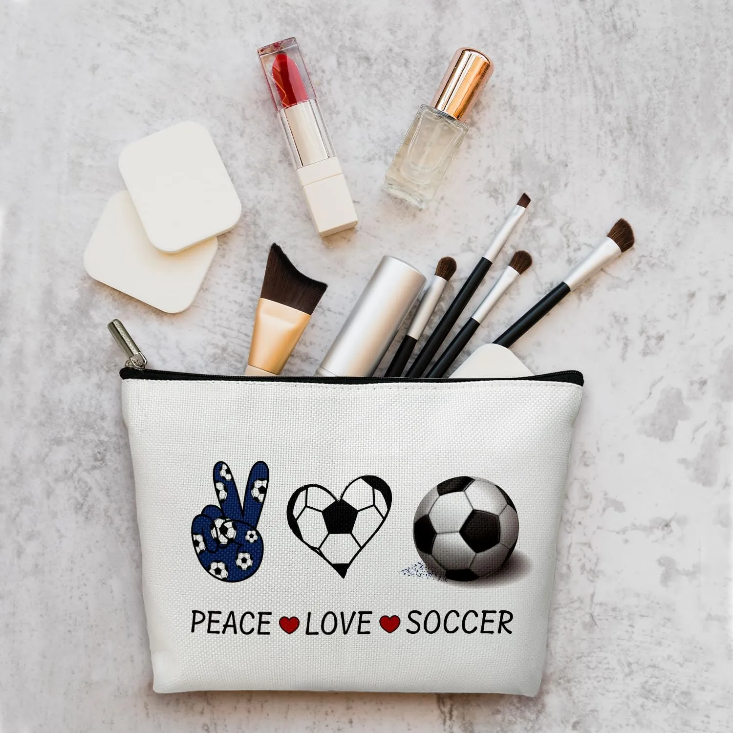 Peace love Makeup Bag - PEACE LOVE SOCCER, Cosmetic Bag for Women Large Capacity Cosmetic Bag Appreciation Gift for Family friend,Travel Accessories Organizer Storage Makeup Bag With Zipper-33
