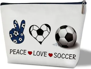 Peace love Makeup Bag - PEACE LOVE SOCCER, Cosmetic Bag for Women Large Capacity Cosmetic Bag Appreciation Gift for Family friend,Travel Accessories Organizer Storage Makeup Bag With Zipper-33