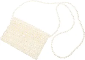 Pearl Beaded Shoulder Bag Fashion Evening Cell Phone Pouch Messenger Bag Crossbody
