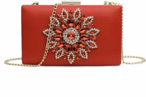 Pearl Clutch White Women Clutch Bag Wedding Clutch Purse Bridal Evening Crystal Summer Bags For Women Small Crossbody Bags(Red)