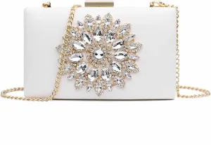 Pearl Clutch White Women Clutch Bag Wedding Clutch Purse Bridal Evening Crystal Summer Bags For Women Small Crossbody Bags(White)