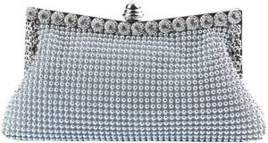 Pearl Evening Bag Evening Gold Clutch Bag Glitter Bead Elegant Woman Party Bags Vintage Bridal Purse Silver Handbags for Party Prom Wedding(Silver)