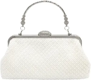 Pearl Evening Bag for Women Beaded Clutch Bag Shoulder Bag Bridal Wedding Purse Elegant Crossbody Bag Retro Handbag