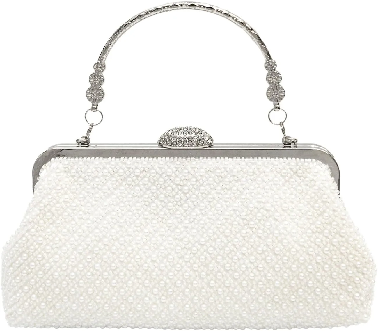 Pearl Evening Bag for Women Beaded Clutch Bag Shoulder Bag Bridal Wedding Purse Elegant Crossbody Bag Retro Handbag