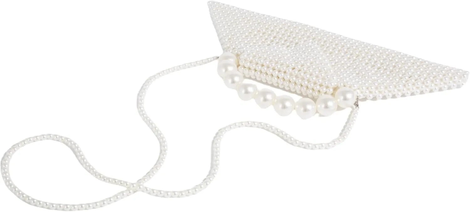 Pearl Handbag Purse for Women Shoulder Bag Pearl Beaded Crossbody Clutch Bag Evening Bag for Prom Party Wedding