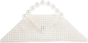 Pearl Handbag Purse for Women Shoulder Bag Pearl Beaded Crossbody Clutch Bag Evening Bag for Prom Party Wedding