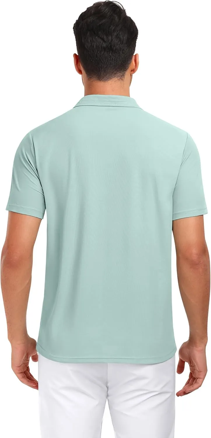 PEGENO Mens Polo Shirts Short Sleeve Golf Shirts Moisture Wicking Athletic Casual Polo Shirts