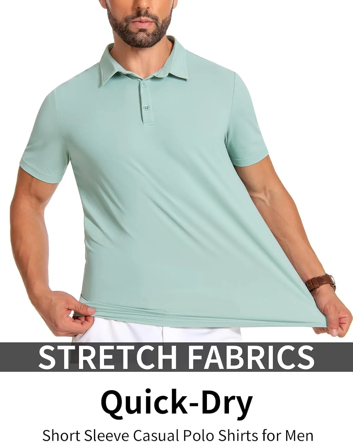 PEGENO Mens Polo Shirts Short Sleeve Golf Shirts Moisture Wicking Athletic Casual Polo Shirts