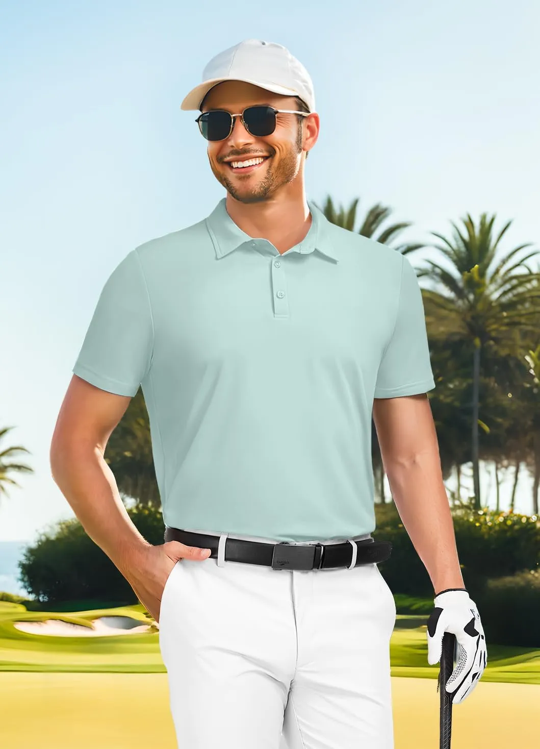 PEGENO Mens Polo Shirts Short Sleeve Golf Shirts Moisture Wicking Athletic Casual Polo Shirts