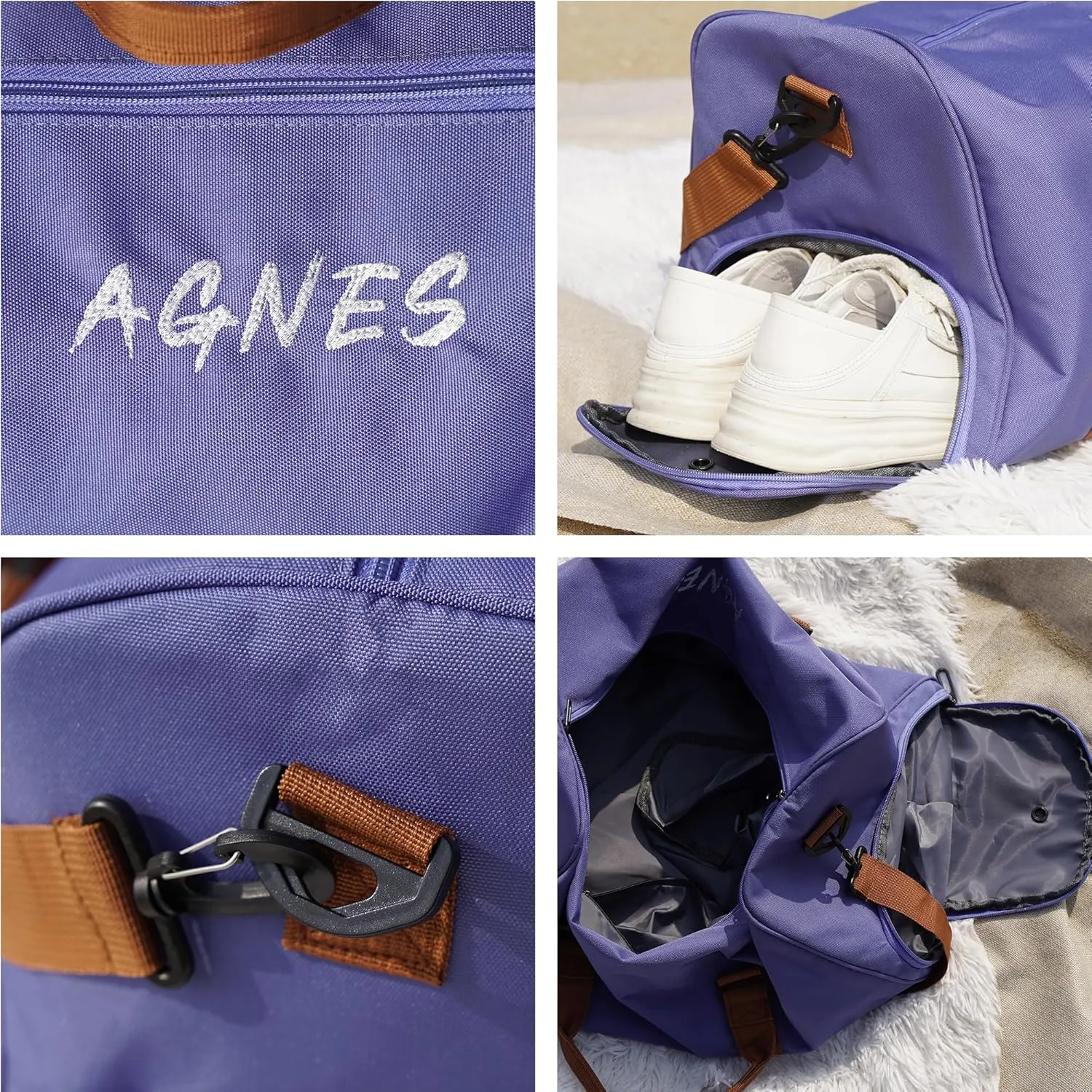 Personalized Canvas Duffle Bags for Men Boys with Embroidered Name Custom Travel Duffle Bag with Initials Sturdy Blue Weekender Bag for Overnight Gym Sports Travel Sleepover Birthday Gifts