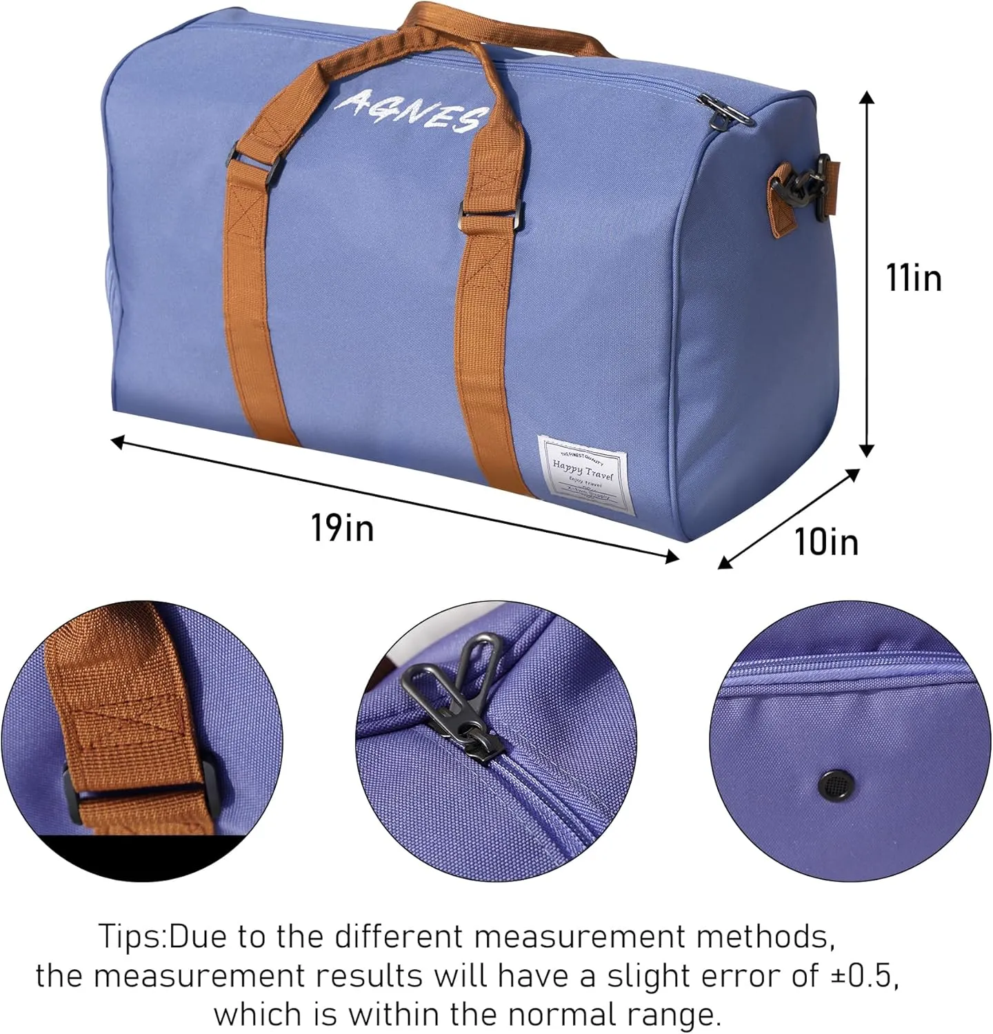 Personalized Canvas Duffle Bags for Men Boys with Embroidered Name Custom Travel Duffle Bag with Initials Sturdy Blue Weekender Bag for Overnight Gym Sports Travel Sleepover Birthday Gifts