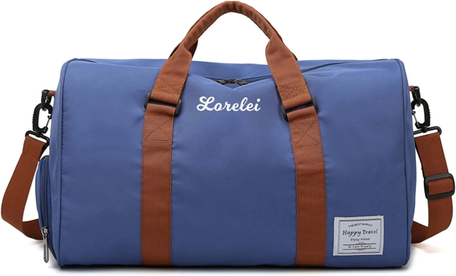 Personalized Canvas Duffle Bags for Men Boys with Embroidered Name Custom Travel Duffle Bag with Initials Sturdy Blue Weekender Bag for Overnight Gym Sports Travel Sleepover Birthday Gifts