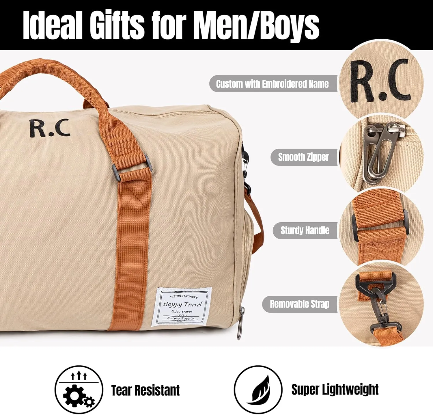 Personalized Travel Duffel Bags For Men Gym Tote Overnight Bags for Men Shoulder Weekender Overnight Bag for Men