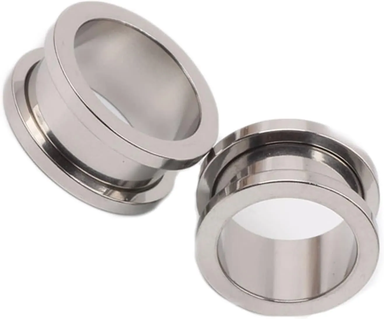 Piercing Jewelry 2Pieces 14G Piercing Jewelry Stainless Steel 1.6-25mm Body Jewelry for Men Tunnels Simple Round Tunnel Gauges for Ears Silver