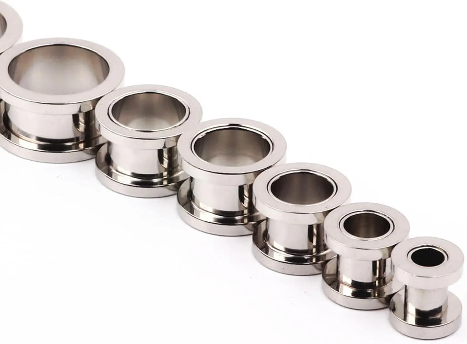 Piercing Jewelry 2Pieces 14G Piercing Jewelry Stainless Steel 1.6-25mm Body Jewelry for Men Tunnels Simple Round Tunnel Gauges for Ears Silver