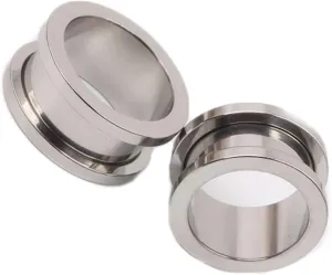 Piercing Jewelry 2Pieces 14G Piercing Jewelry Stainless Steel 1.6-25mm Body Jewelry for Men Tunnels Simple Round Tunnel Gauges for Ears Silver