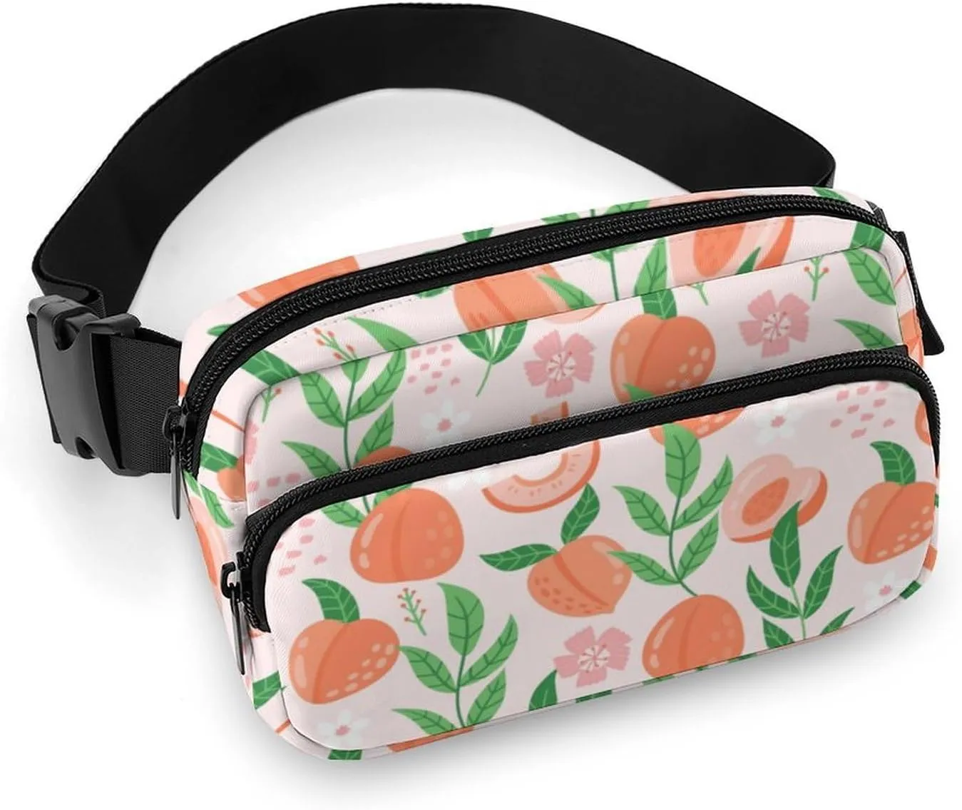 Pink Peaches Fanny Packs for Women Men Unisex Fashion Sling Bag Crossbody Bags Waist Pack Pouch with Adjustable Strap Chest Bag for Travel Running Hiking