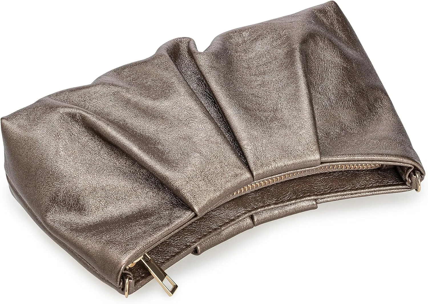Pleated PU Clutch Evening Purse for Women Dressy Formal Faux Leather Shoulder Handbag