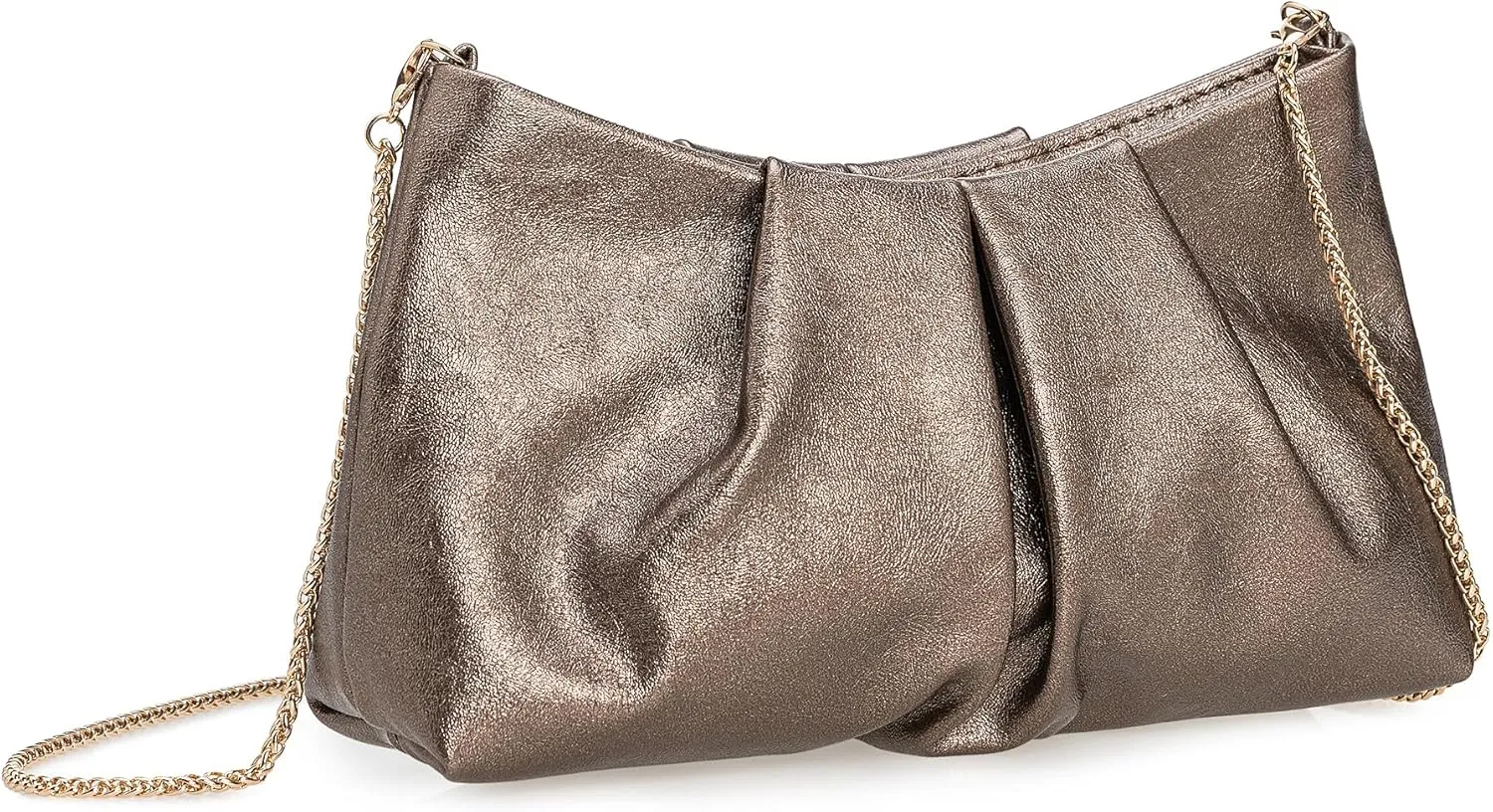 Pleated PU Clutch Evening Purse for Women Dressy Formal Faux Leather Shoulder Handbag