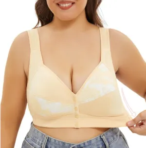 Plus Size Bras for Women Front-Closure Double Support Bras No Underwire Soft Underarm-Smoothing Flex Fit Underwear