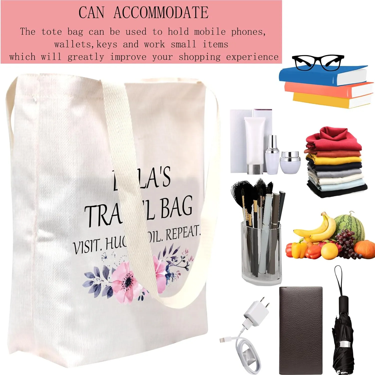 POFULL Lola's Travel Tote Bag - Birthday Gift, Visit, Hug, Spoil Repeat