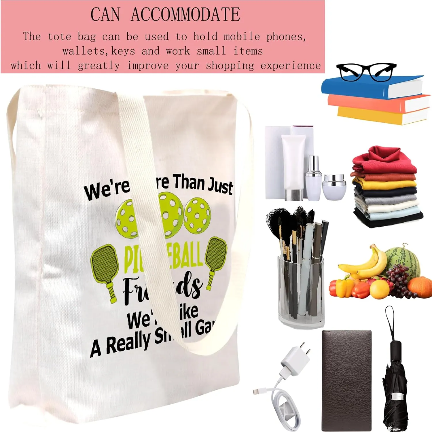 POFULL Pickleball Player Paddleball Gift We're More Than Just Pickleball Cosmetic Bag for Pickleball Lovers