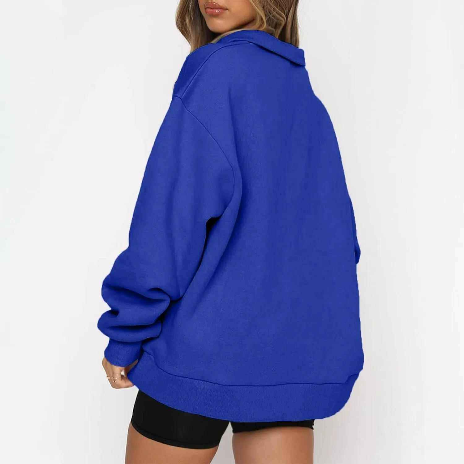Quarter Zip Pullover Women Sweatshirts Half Zipper 2024 Oversized Long Sleeve Fall Fashion outfits Clothes