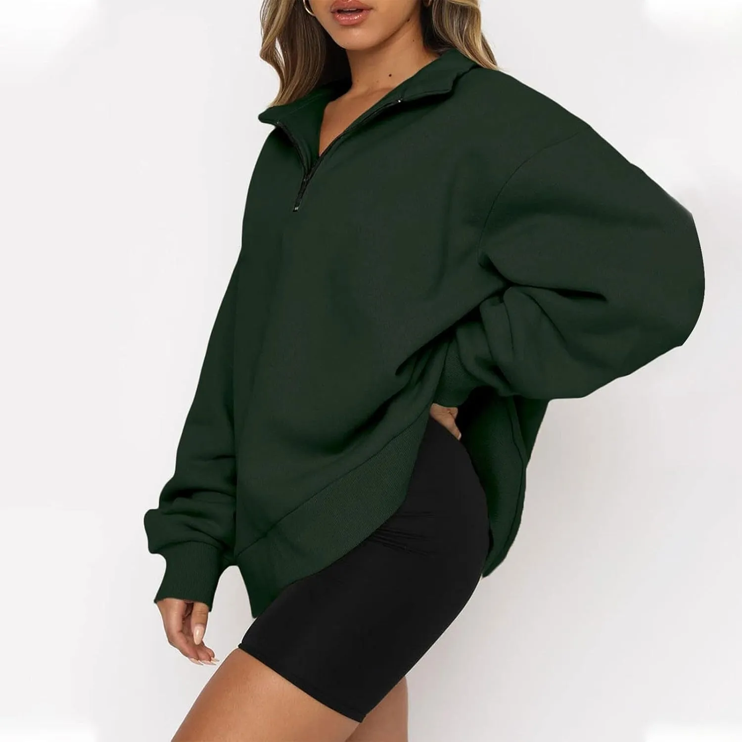Quarter Zip Pullover Women Sweatshirts Half Zipper 2024 Oversized Long Sleeve Fall Fashion outfits Clothes