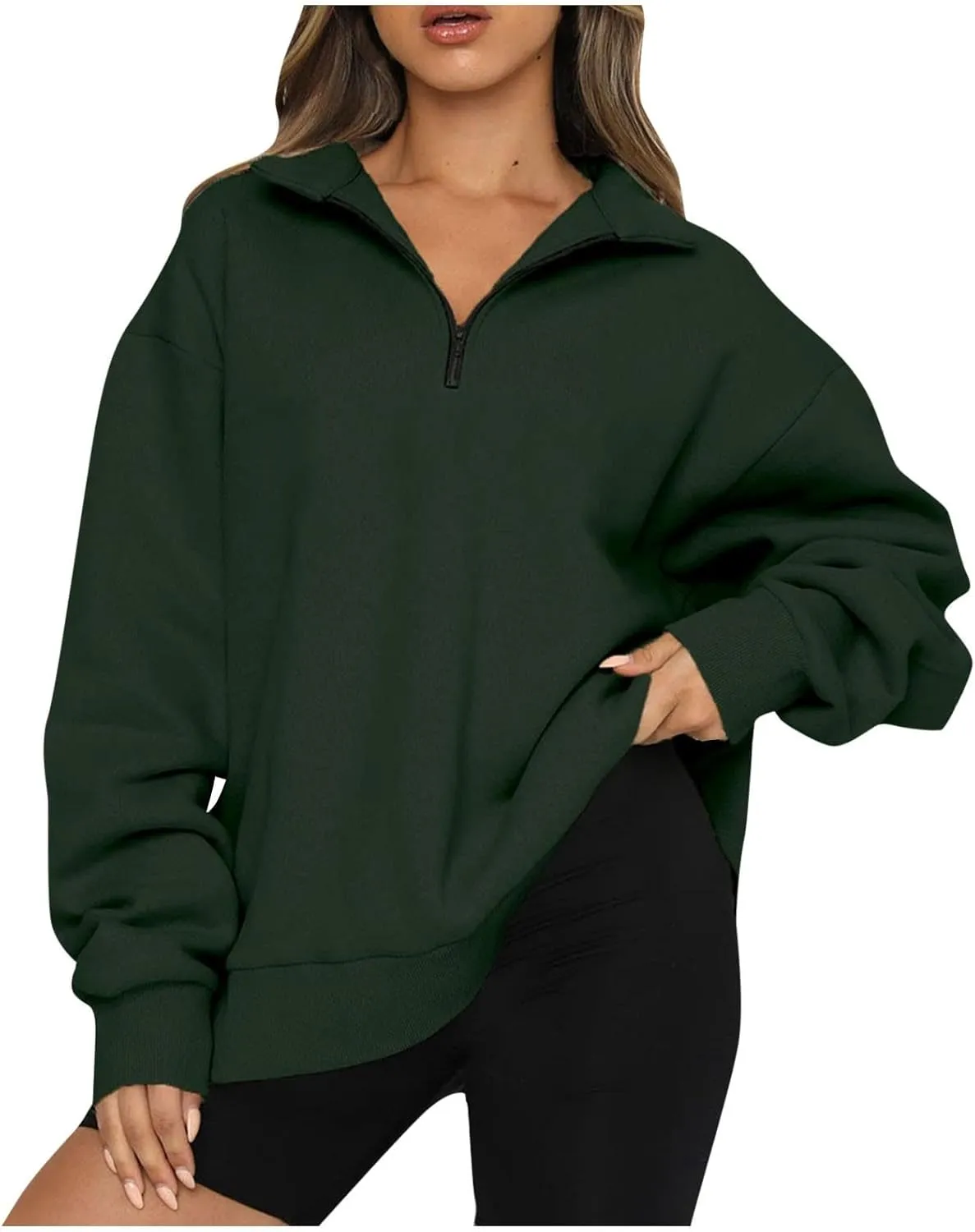 Quarter Zip Pullover Women Sweatshirts Half Zipper 2024 Oversized Long Sleeve Fall Fashion outfits Clothes