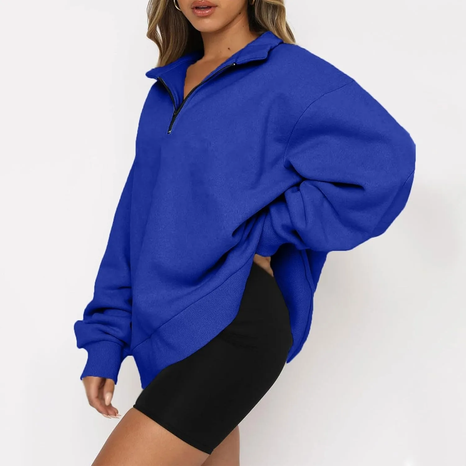 Quarter Zip Pullover Women Sweatshirts Half Zipper 2024 Oversized Long Sleeve Fall Fashion outfits Clothes