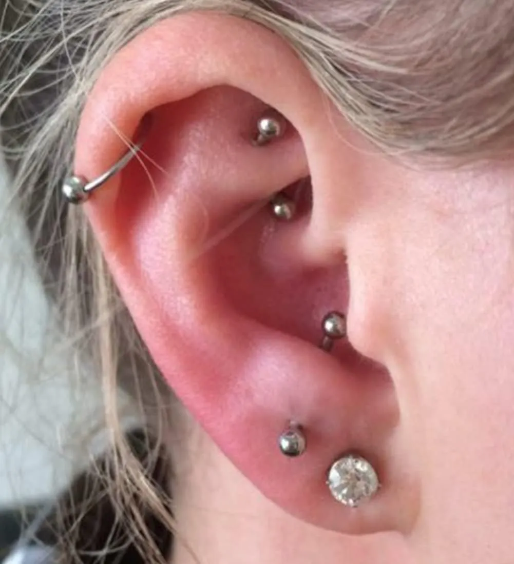 QWALIT Rook Piercing Jewelry Rook Earrings Internally Threaded Eyebrow Piercing Jewelry Eyebrow Rings Eyebrow Piercing Surgical Steel 16g Vertical Labret Lip Jewelry