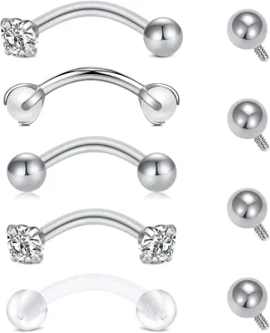 QWALIT Rook Piercing Jewelry Rook Earrings Internally Threaded Eyebrow Piercing Jewelry Eyebrow Rings Eyebrow Piercing Surgical Steel 16g Vertical Labret Lip Jewelry
