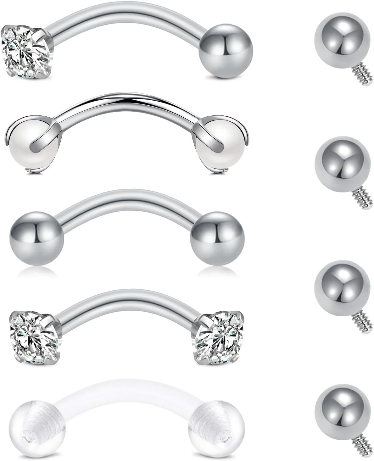 QWALIT Rook Piercing Jewelry Rook Earrings Internally Threaded Eyebrow Piercing Jewelry Eyebrow Rings Eyebrow Piercing Surgical Steel 16g Vertical Labret Lip Jewelry