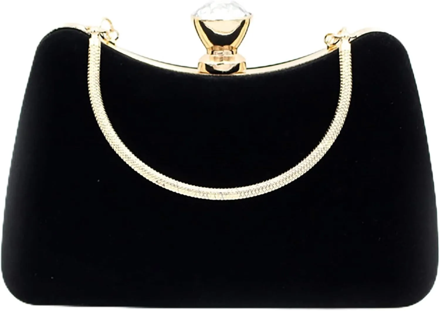 RAN Women Velvet Clutch with Rhinestone Crystal Clasp and Handle, Evening Handbags for Wedding Cocktail Party Banquet